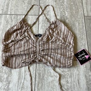 mixed thread,X-LARGE ,brown and beige,spaghetti strap crossed at the back woman